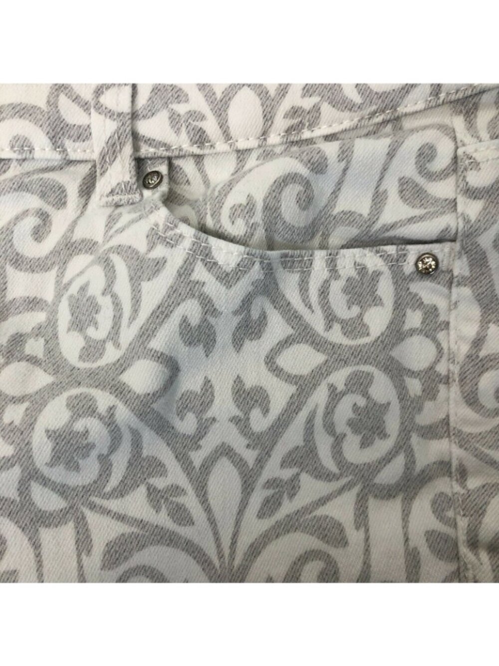 White House Black Market Pants Womens 2R Gray Paisley Slim Ankle Fit Rhinestones - Picture 6 of 10